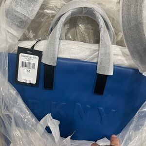 DKNY Vibrant Blue Debossed Tote Vegan leather!!